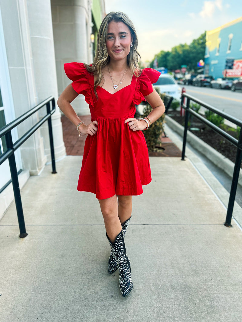Ruffle Sleeve Mini Dress