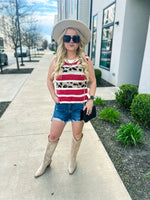 Red Leopard Sweater Vest