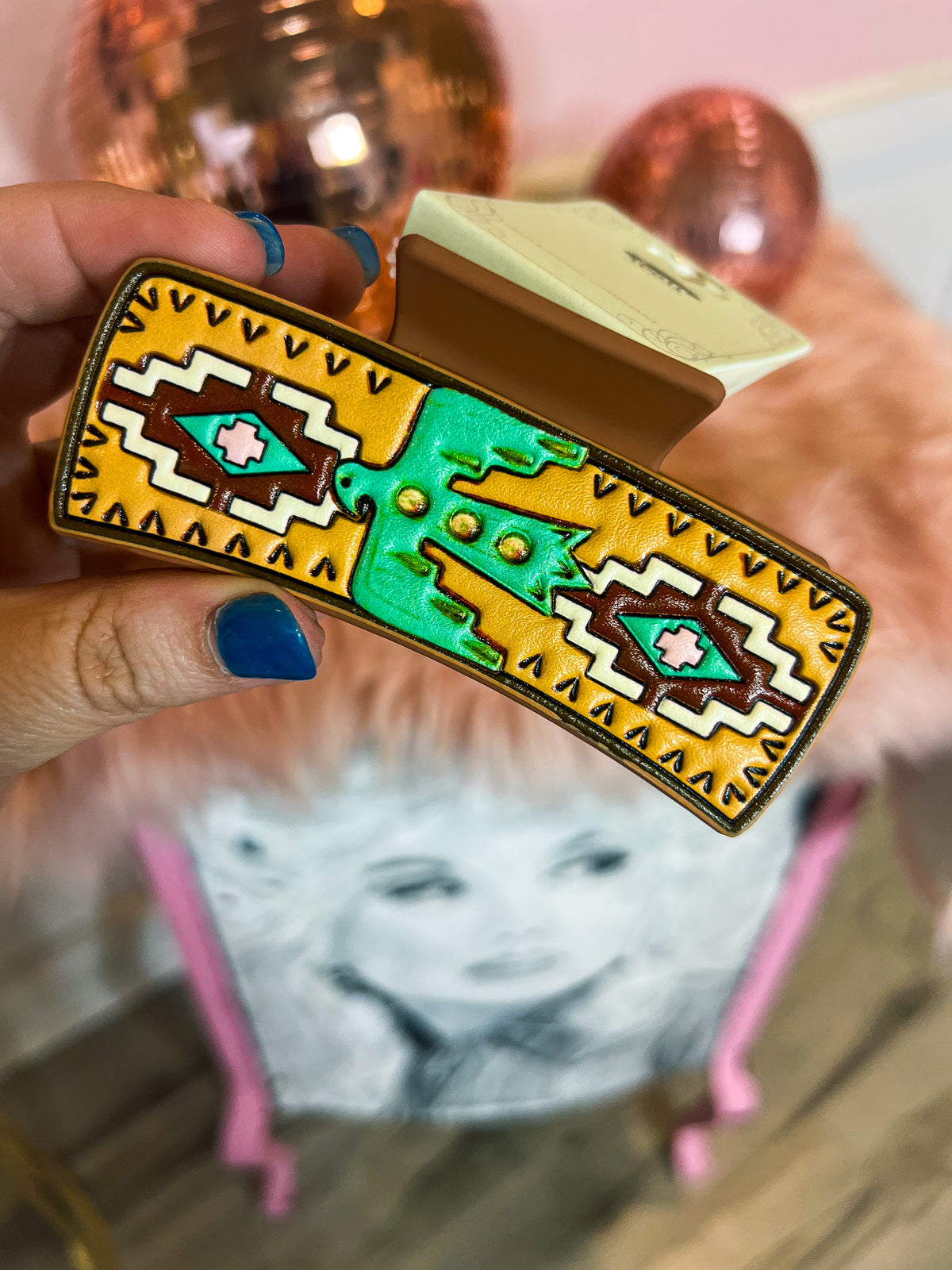 Thunderbird Stamped Leather Clip