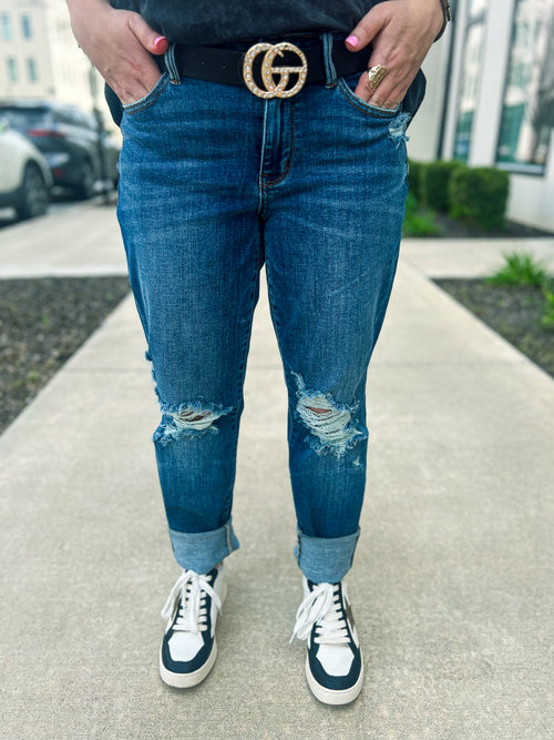 Judy Blue Mid Rise Cuffed Jeans
