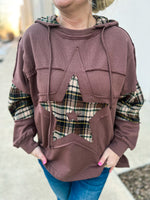Brown Star Plaid Hoodie