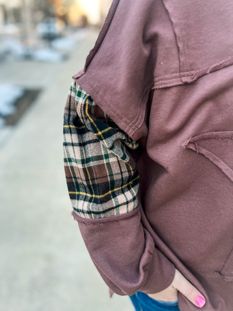 Brown Star Plaid Hoodie