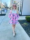 Pink Navy Floral Entro Dress