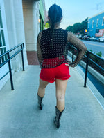 Black Rhinestone Pearl Top