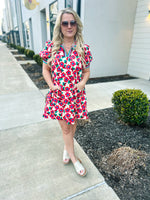 Multicolored Band Floral Entro Dress