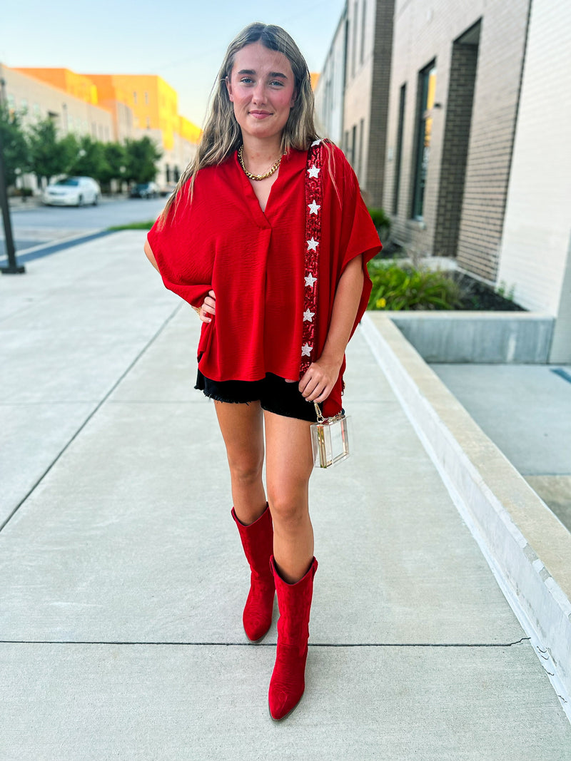 Red Short Sleeve Top