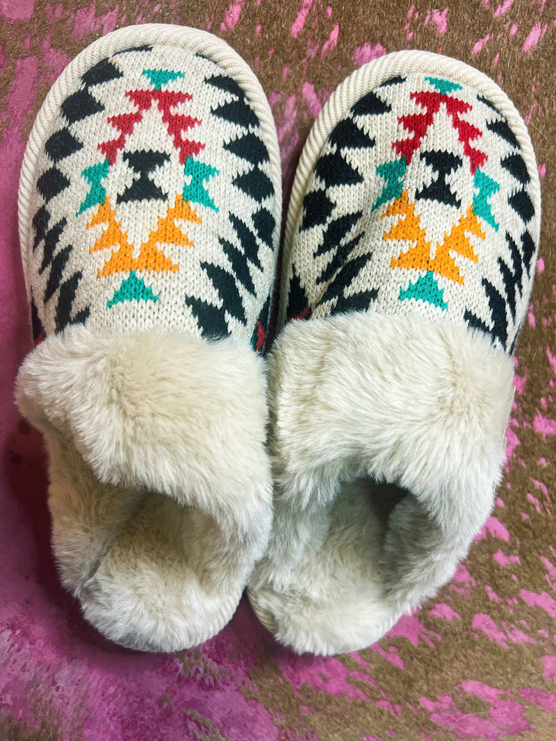Beige Aztec CC Slippers