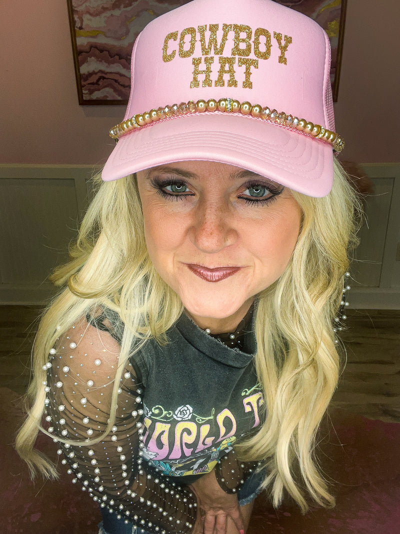 Cowboy Hat with Gold Chain