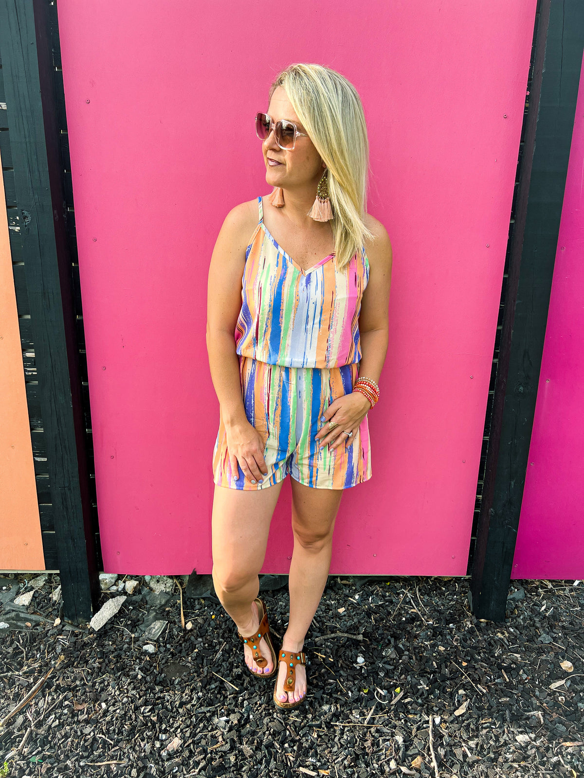 Multicolored Striped Romper
