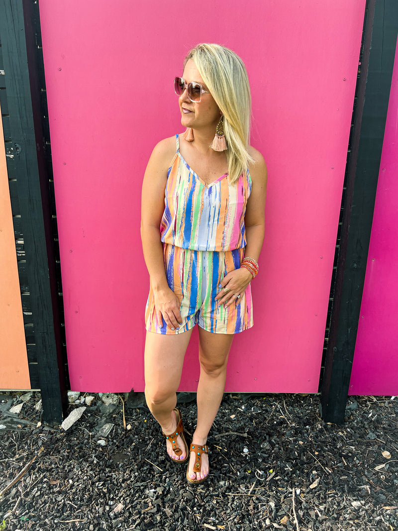Multicolored Striped Romper
