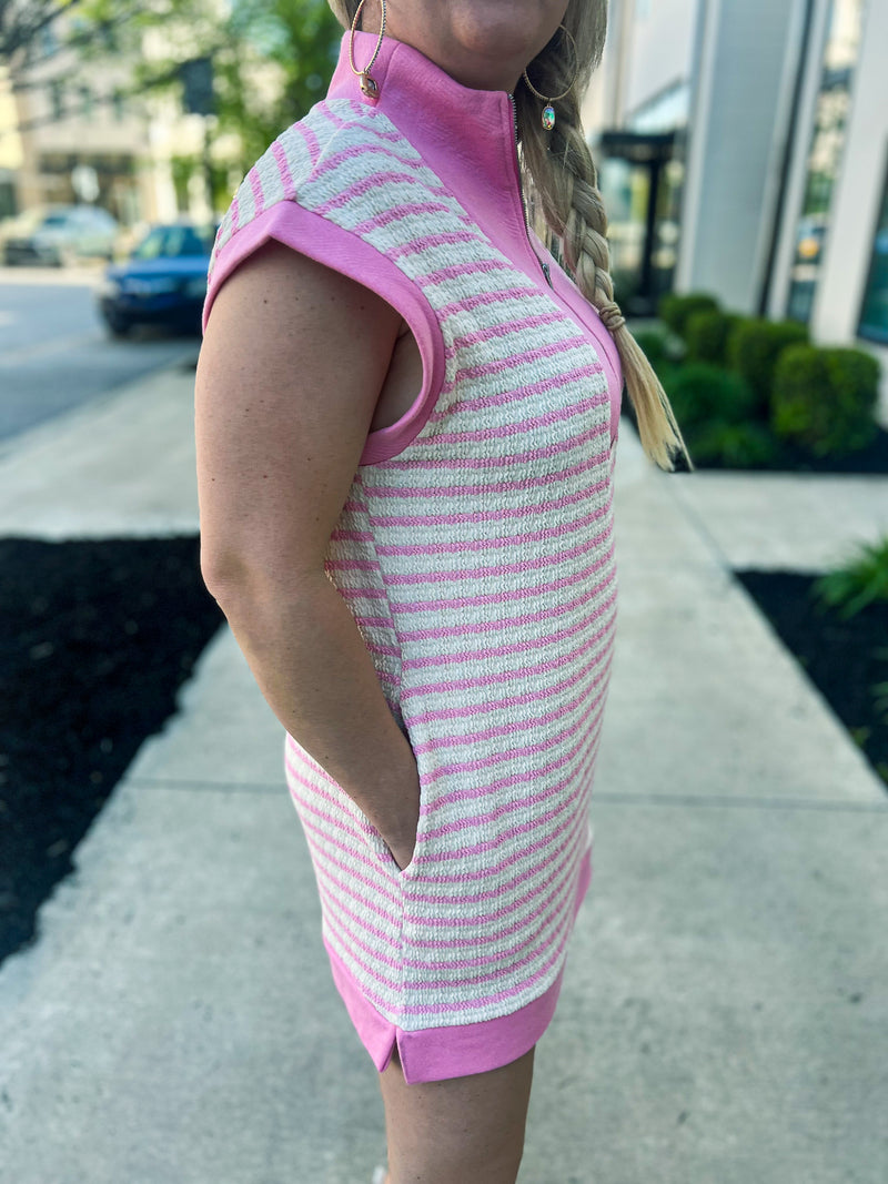Pink Striped Mini Dress