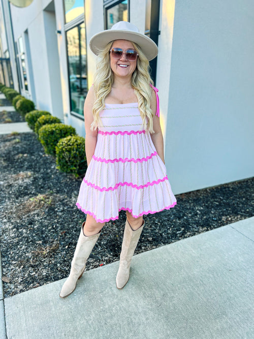 Floral Main Strip Mini Dress