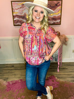 Pink & Coral Embroidered Top