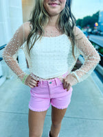 Creme Rhinestone Pearl Top