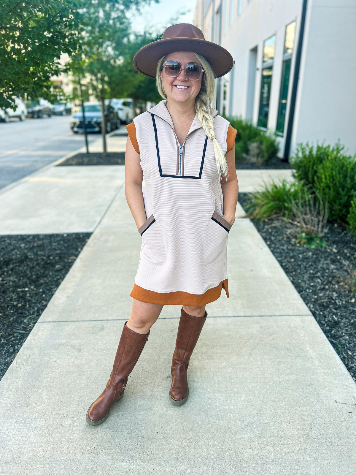 Camel Fall Pocket Dress