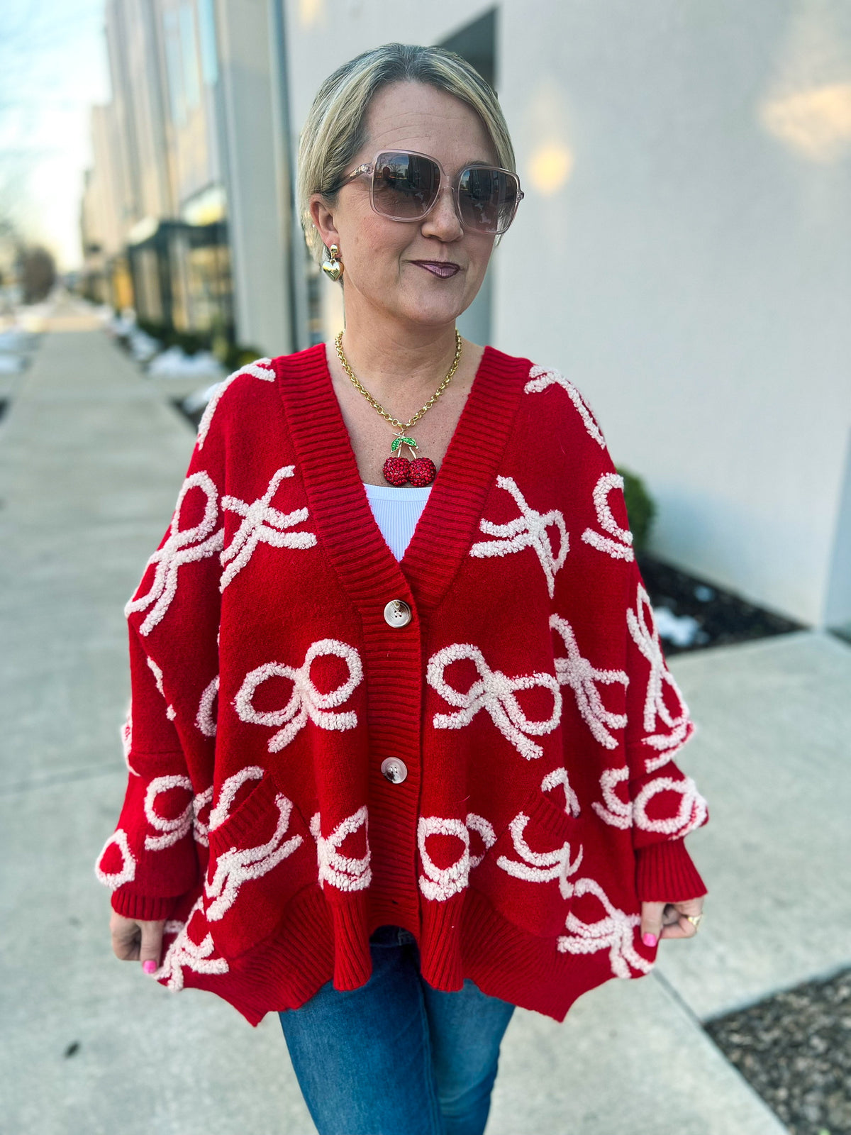 Red Bow Sweater Cardigan
