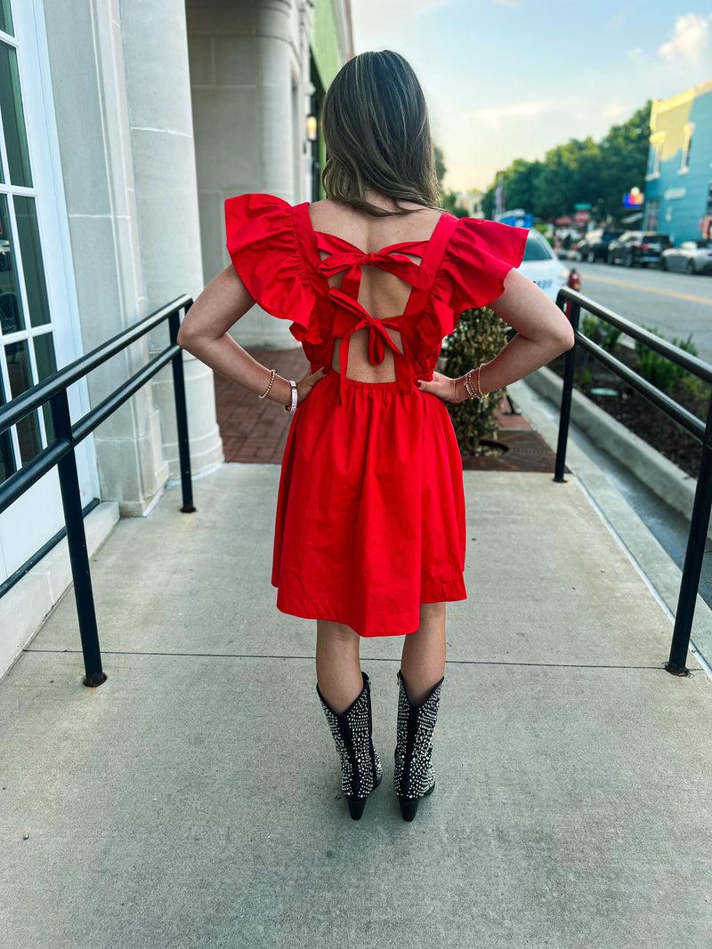 Ruffle Sleeve Mini Dress