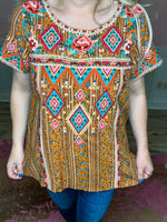 Aztec Embroidered Spring Top