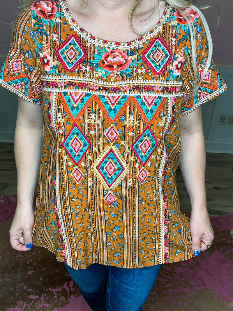 Aztec Embroidered Spring Top