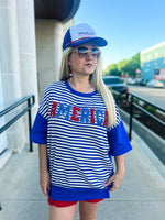 Blue Striped America Top