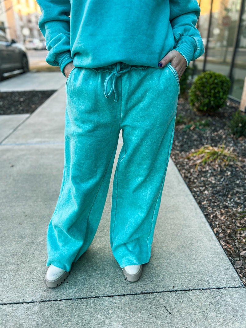 Turquoise Palazzo Sweatpants