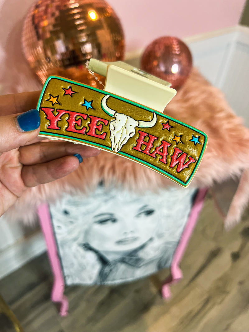 Yeehaw Stamped Leather Clip