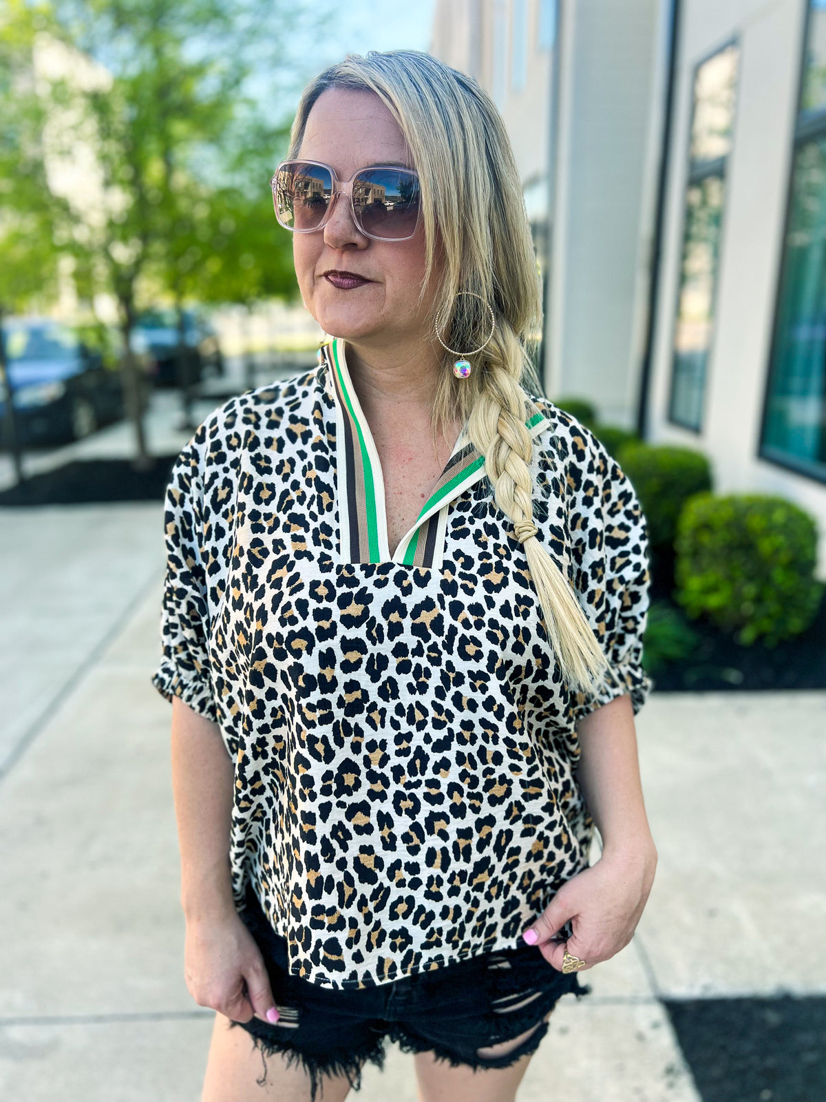 Leopard Print Dolman Top