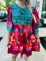 Multi Embroidered Dress-Umgee