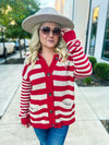 Red Striped Cardigan