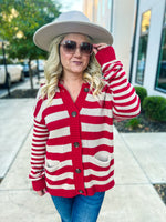 Red Striped Cardigan