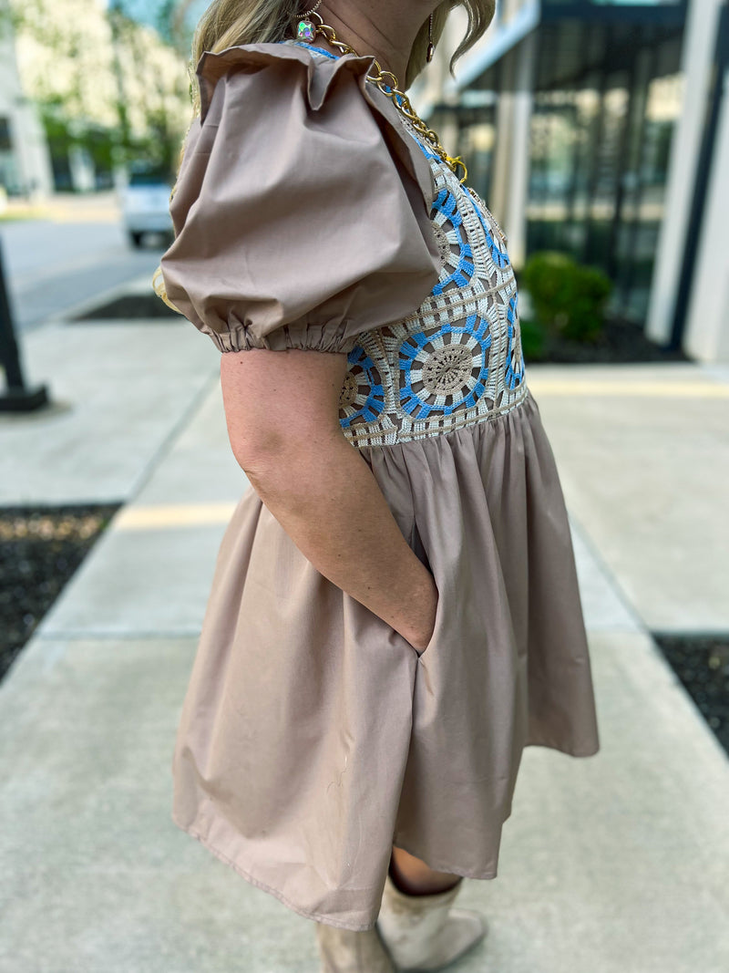 Latte Crochet Dress