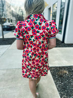 Multicolored Band Floral Entro Dress