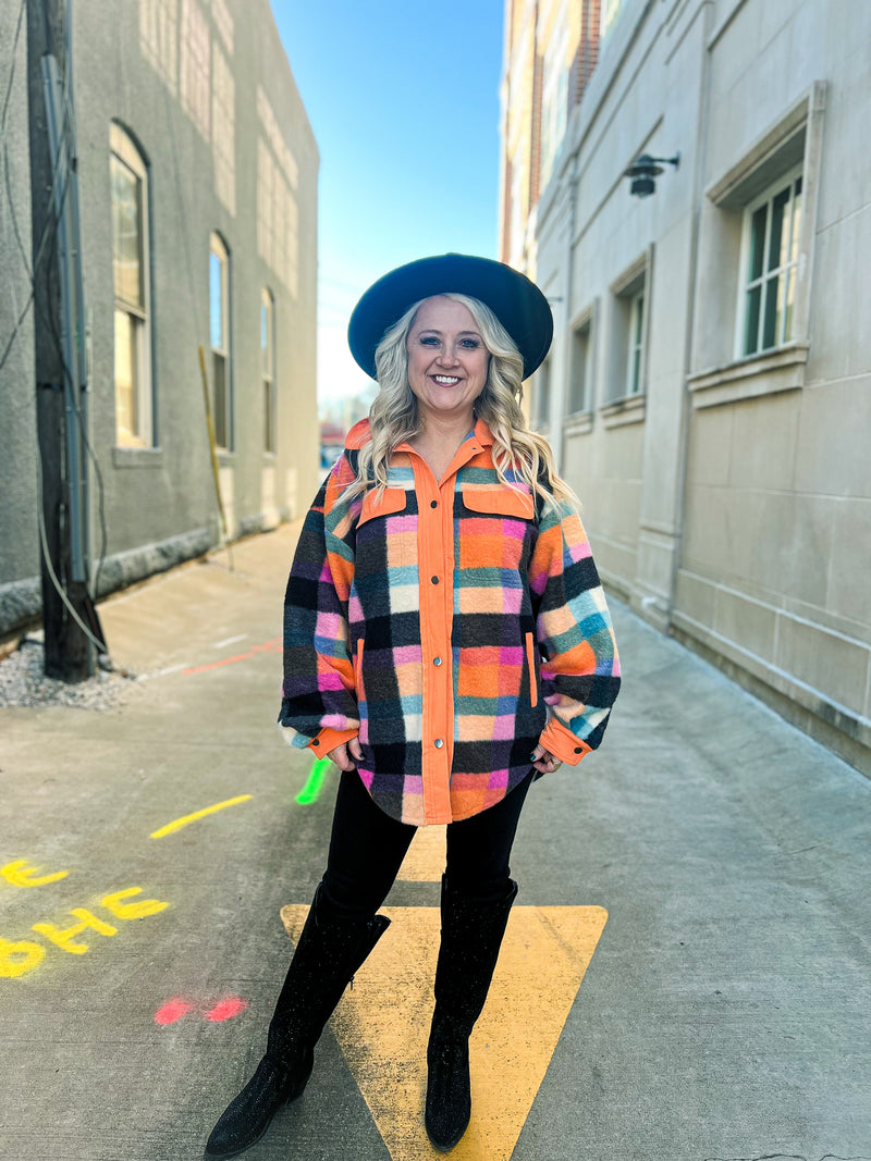 Orange Checkered Shacket
