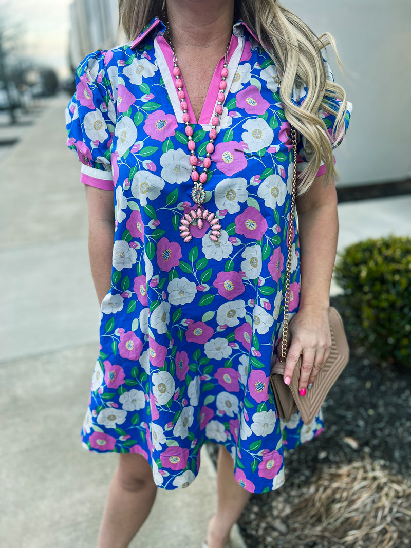 Blue Floral Entro Dress