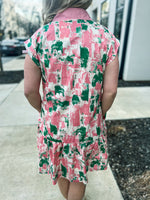 Sleeveless Green & Pink Entro Dress