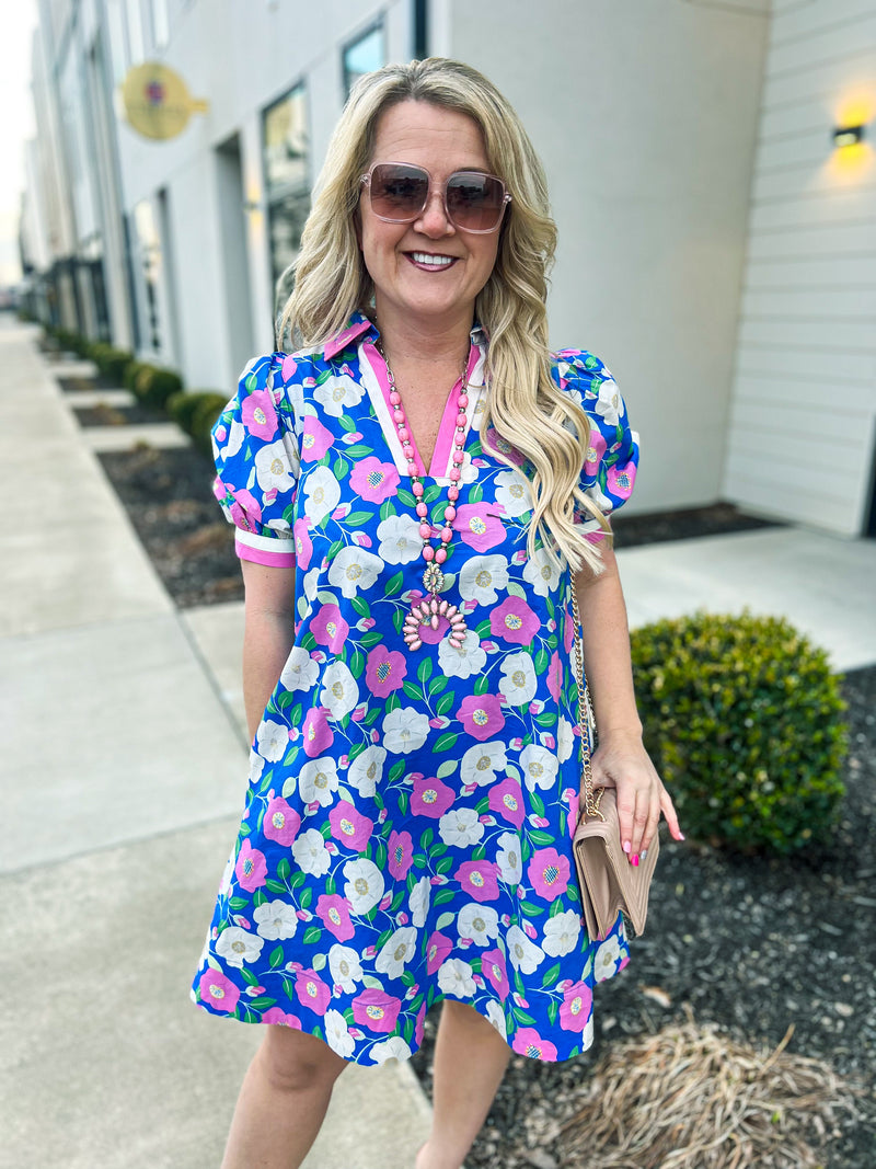 Blue Floral Entro Dress