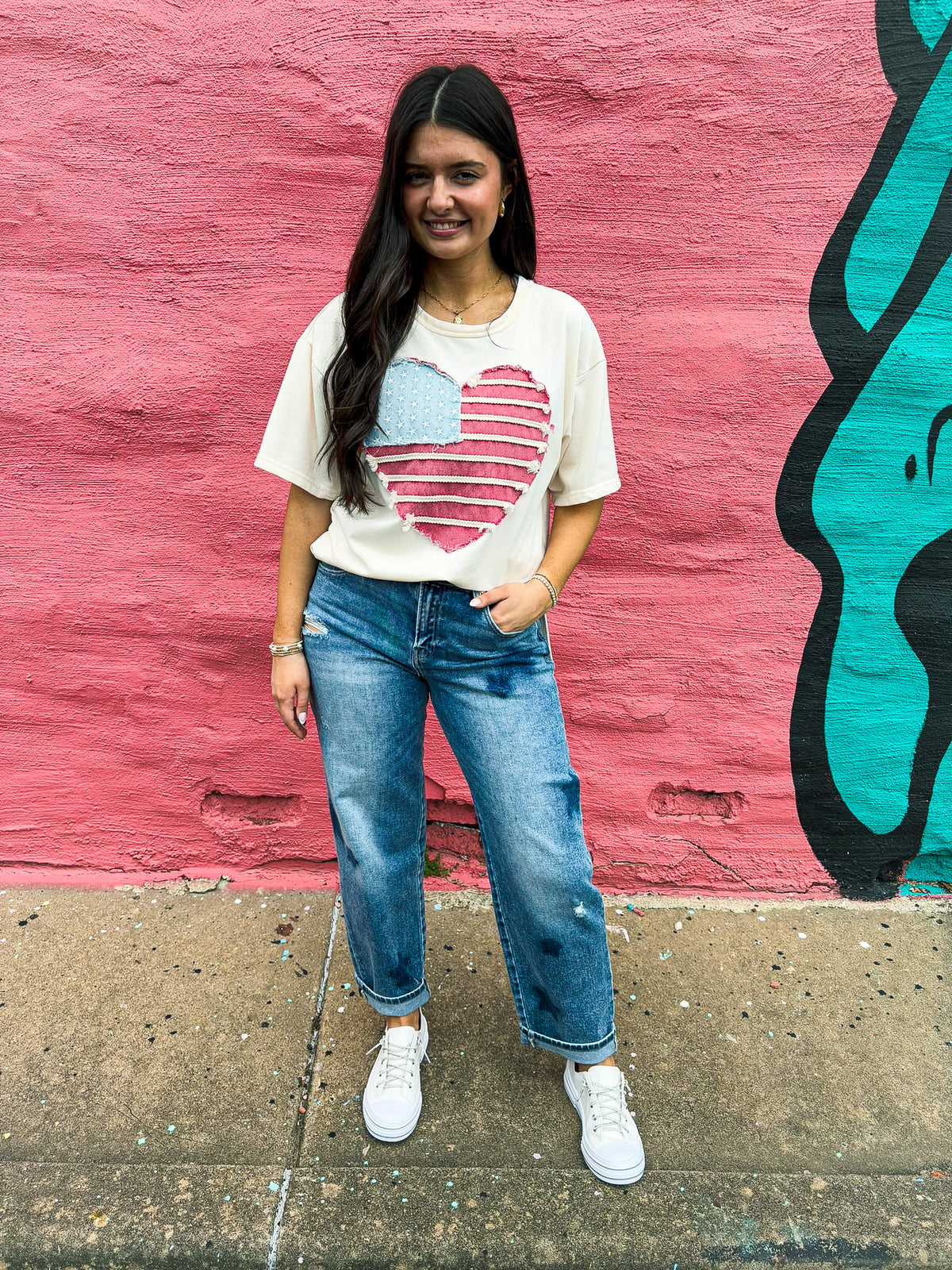 American Flag Creme Top