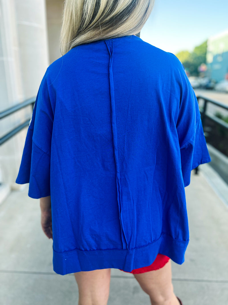 Blue Striped America Top