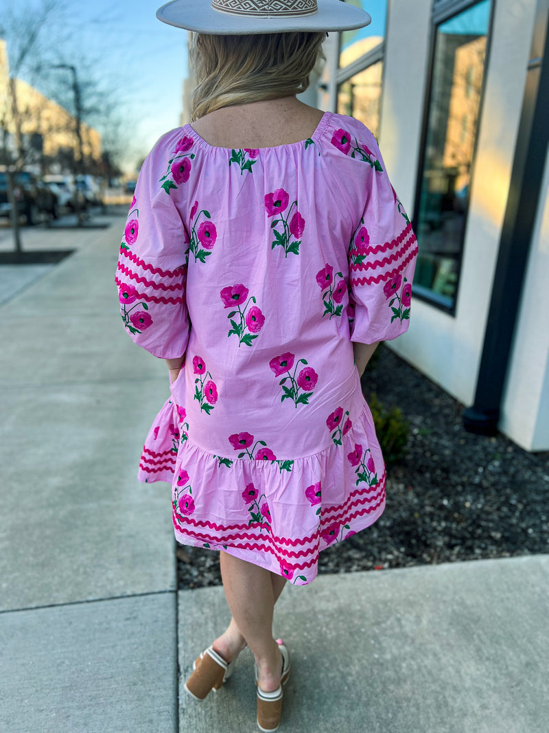 Pink Floral Entro Dress
