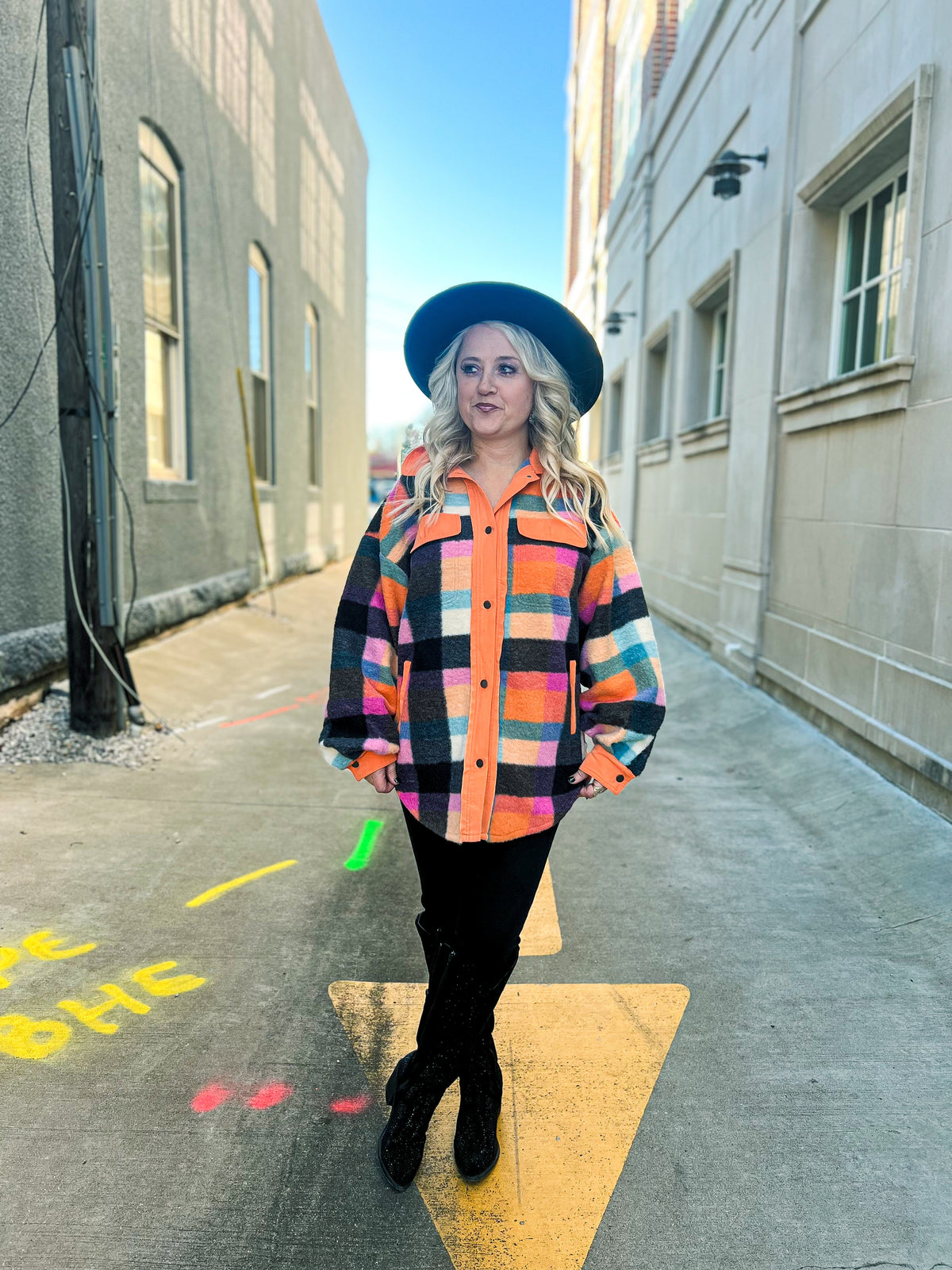 Orange Checkered Shacket