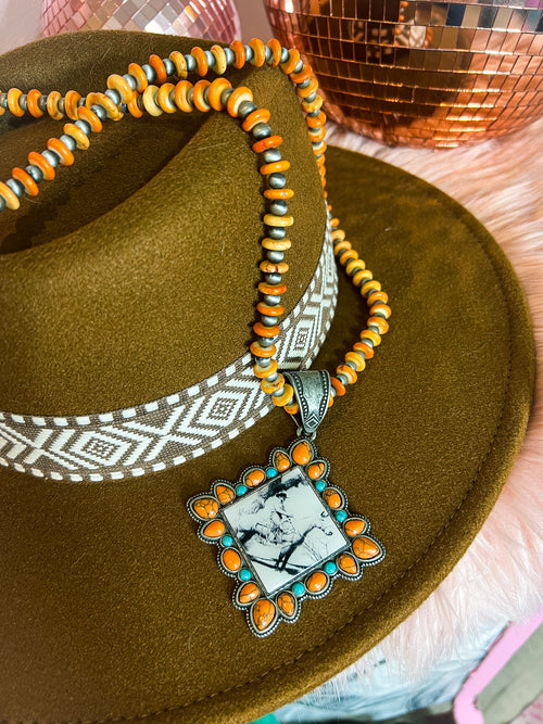 Diamond Cowboy Necklace-Orange