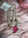 Creme Beaded Heart Necklace