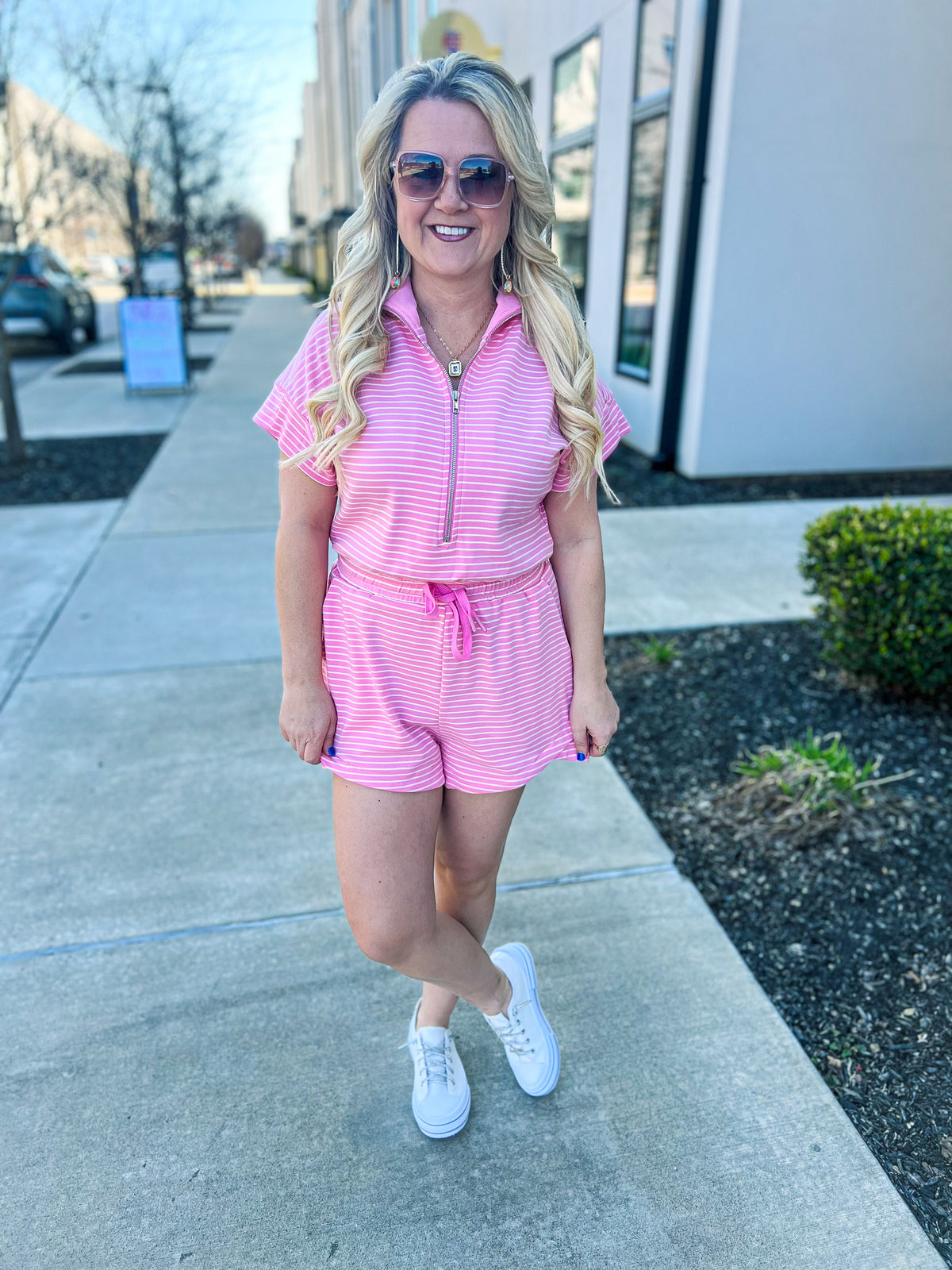 Pink Striped Umgee Romper
