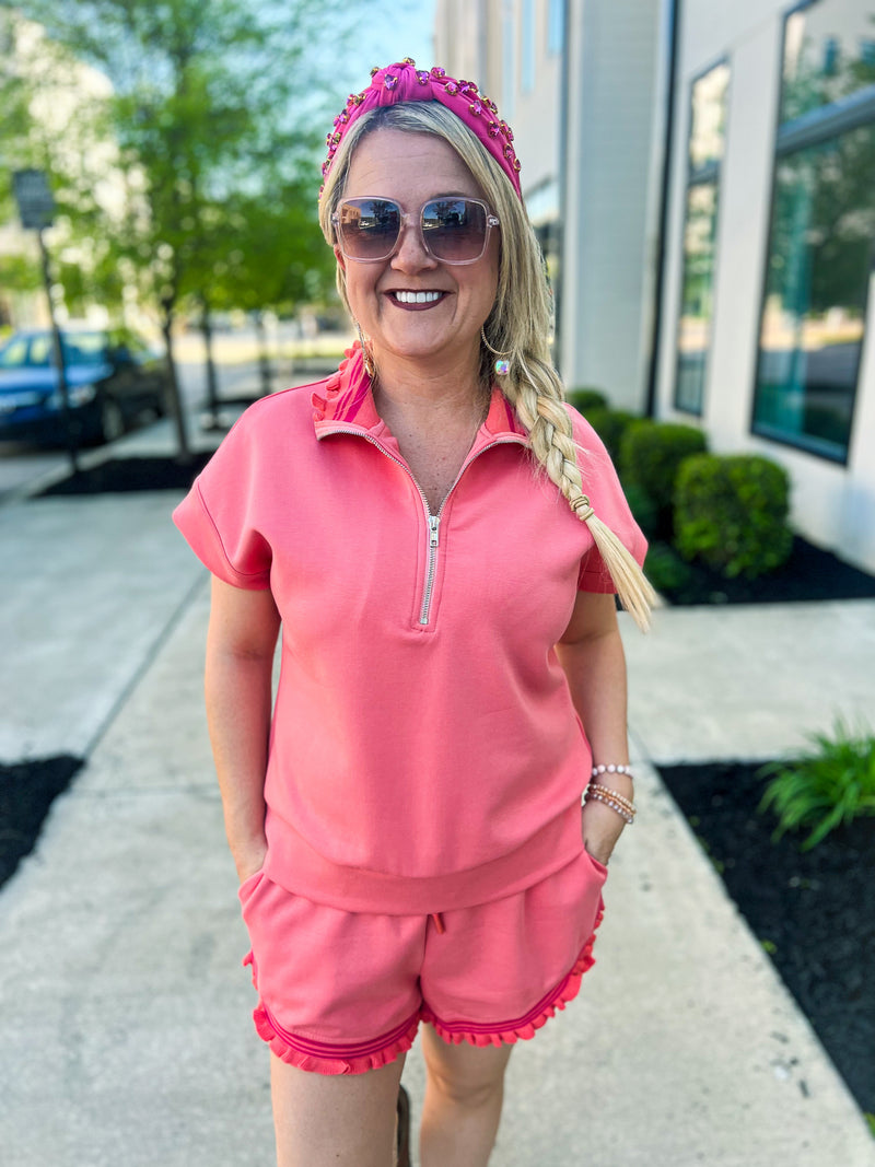 Orange Striped Shorts-Umgee