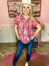 Pink & Coral Embroidered Top