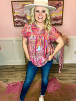 Pink & Coral Embroidered Top