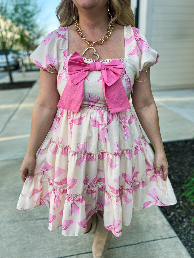 Creme Bow Dress-Davi & Dani