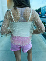Creme Rhinestone Pearl Top