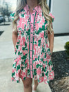 Sleeveless Green & Pink Entro Dress