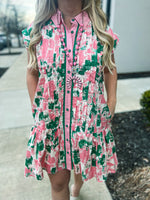 Sleeveless Green & Pink Entro Dress